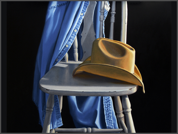 Cowboy Hat on White Chair oil painting